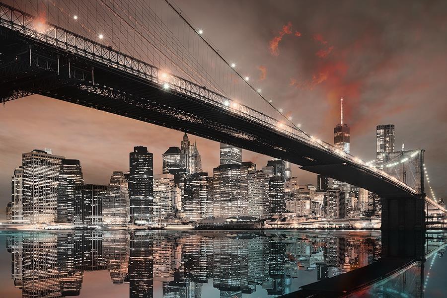 Nyc Reflection By Cad Design (Framed Small) - Dark Gray
