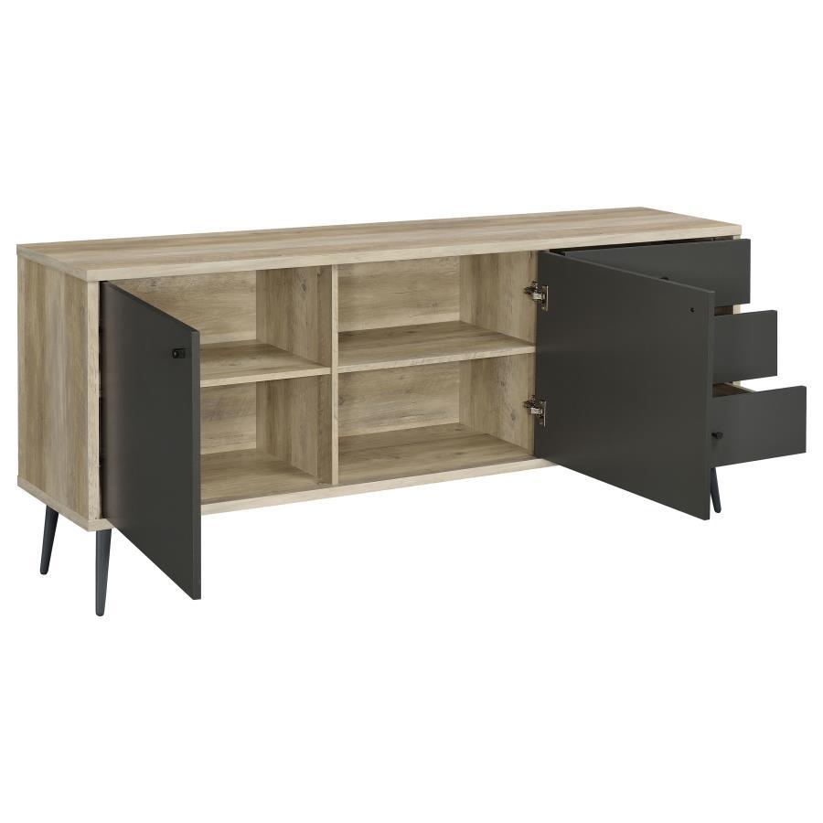 Maeve - Gabinete decorativo de madera de ingeniería de 2 puertas - Pino gris y antiguo