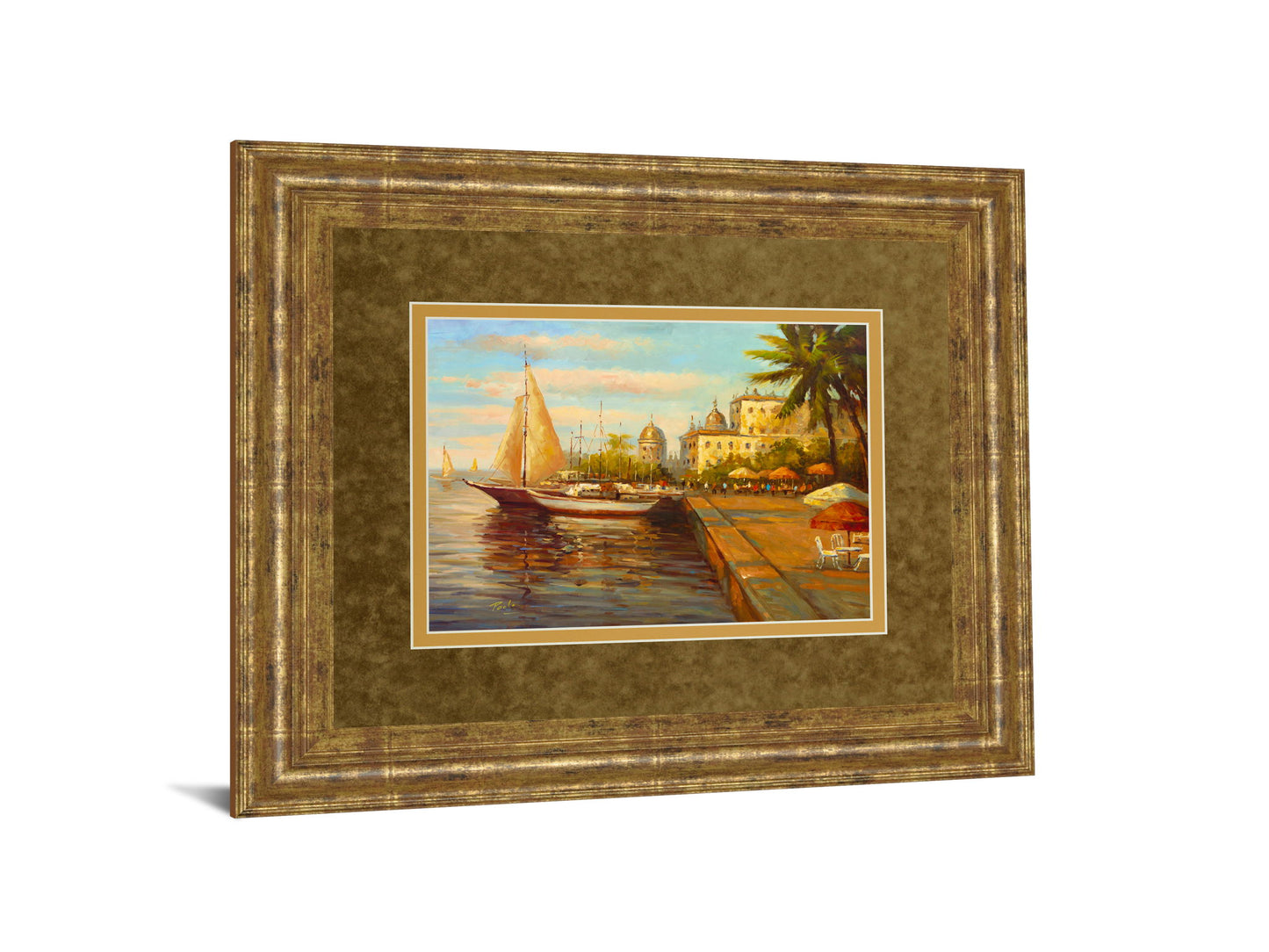 Santo Domingo Harbor By Bulo - Framed Print Wall Art - Light Brown