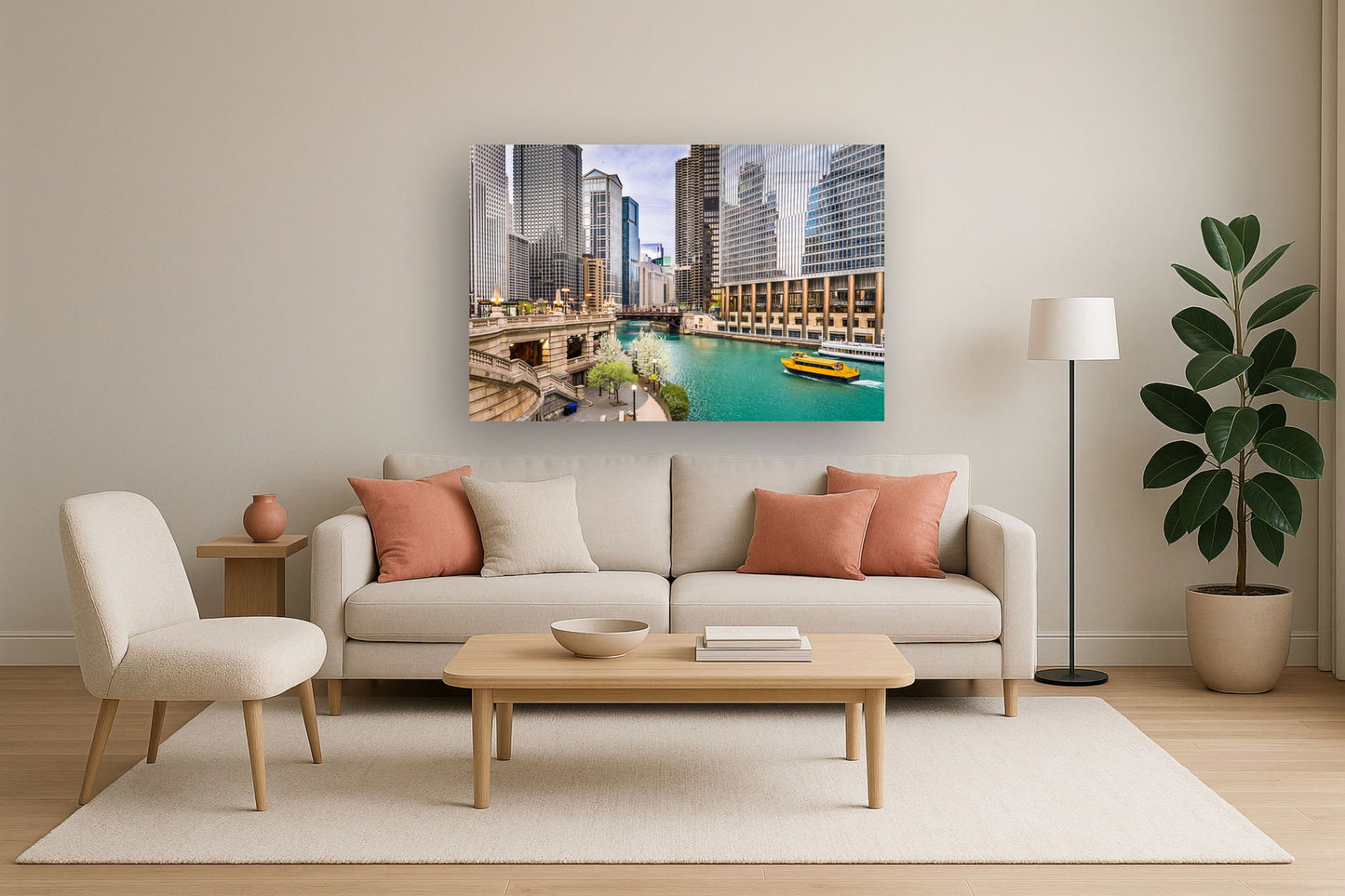 Tempered Glass With Foil - Chicago River - Pearl Silver