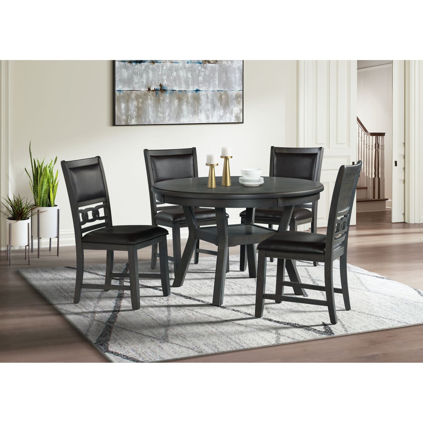 Amherst - Mesa de comedor con patas de madera - Acabado gris