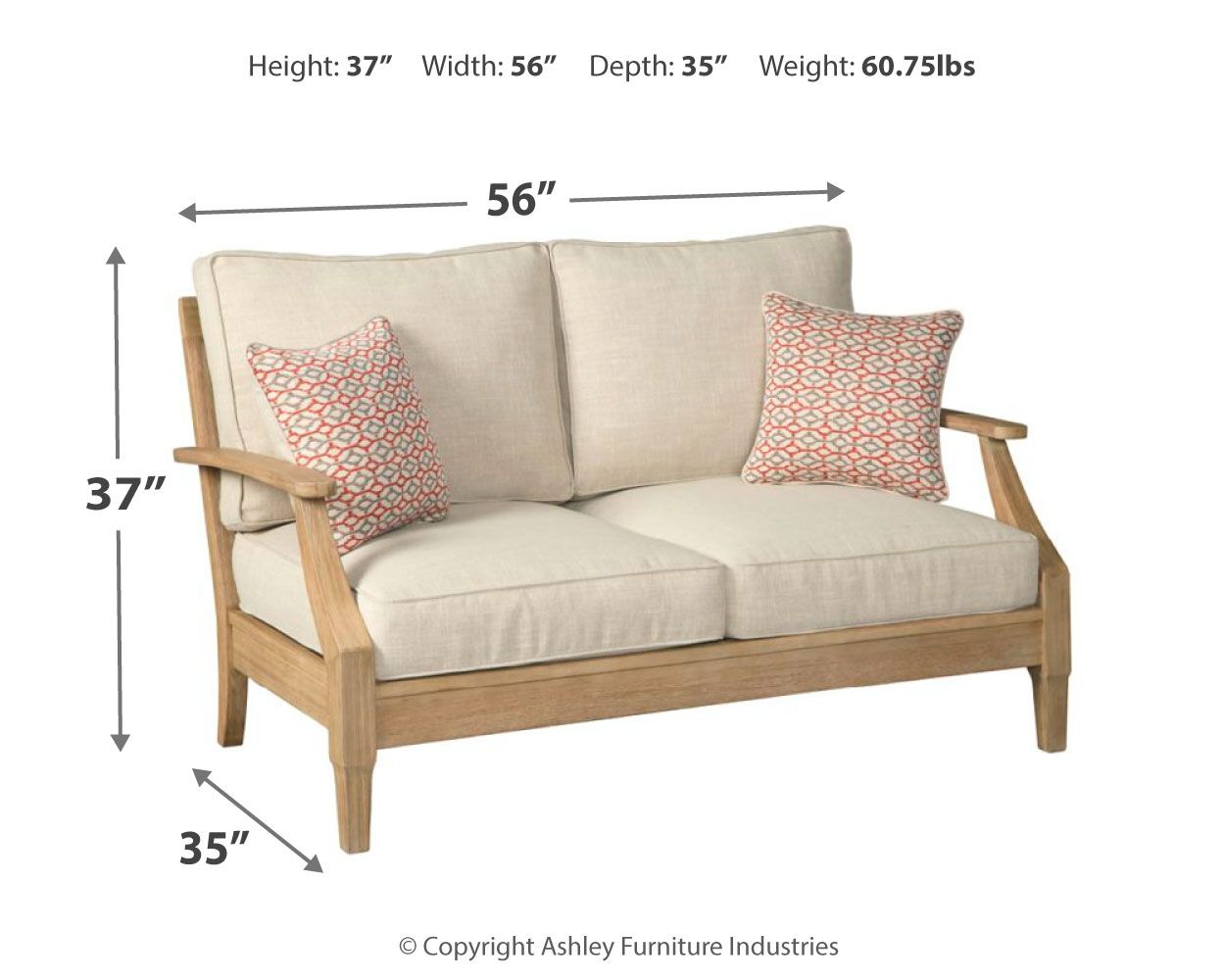 Clare - Beige - Loveseat con cojín