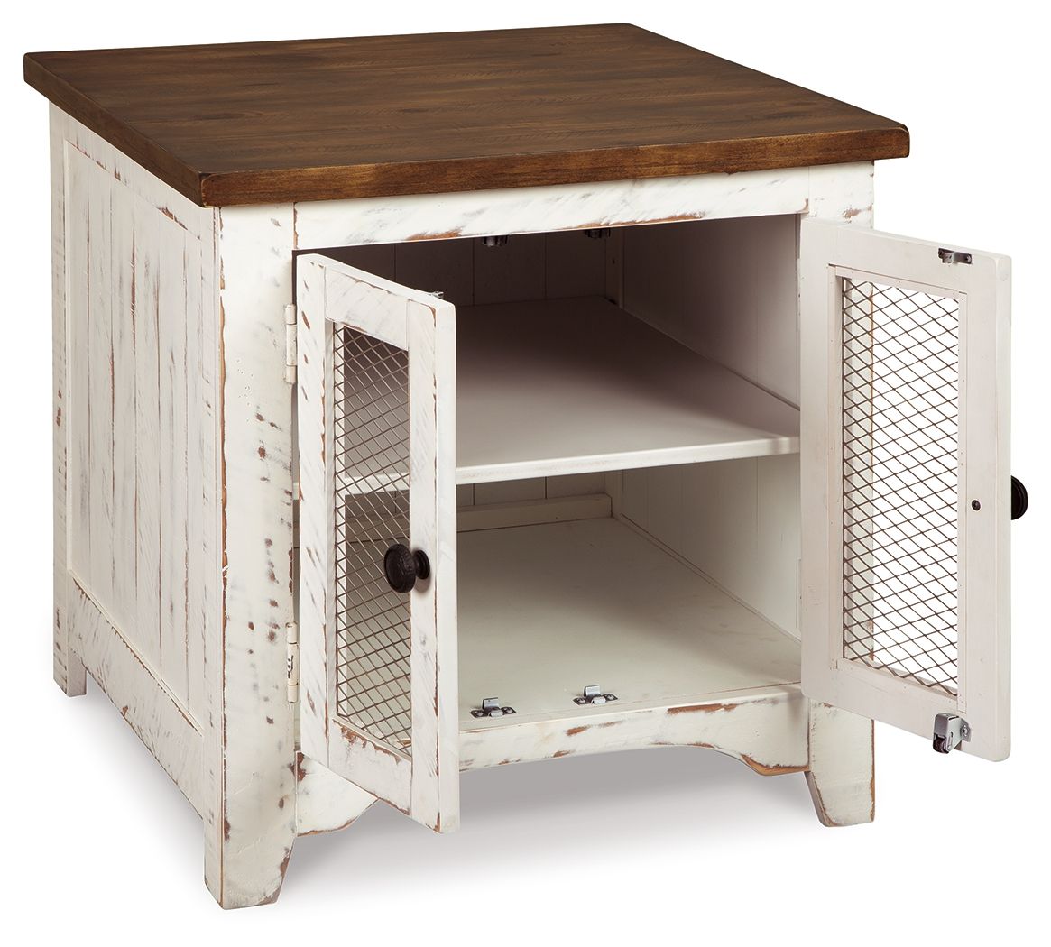 Wystfield - Blanco / Marrón - Mesa auxiliar rectangular - 2 puertas