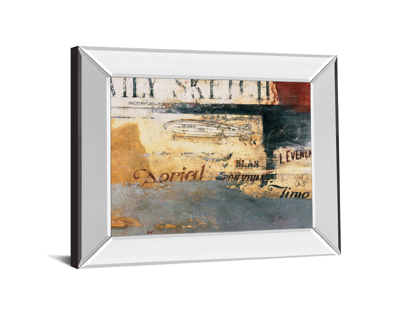 Zeppelin By Aliaga, C. - Mirror Framed Print Wall Art - Dark Gray