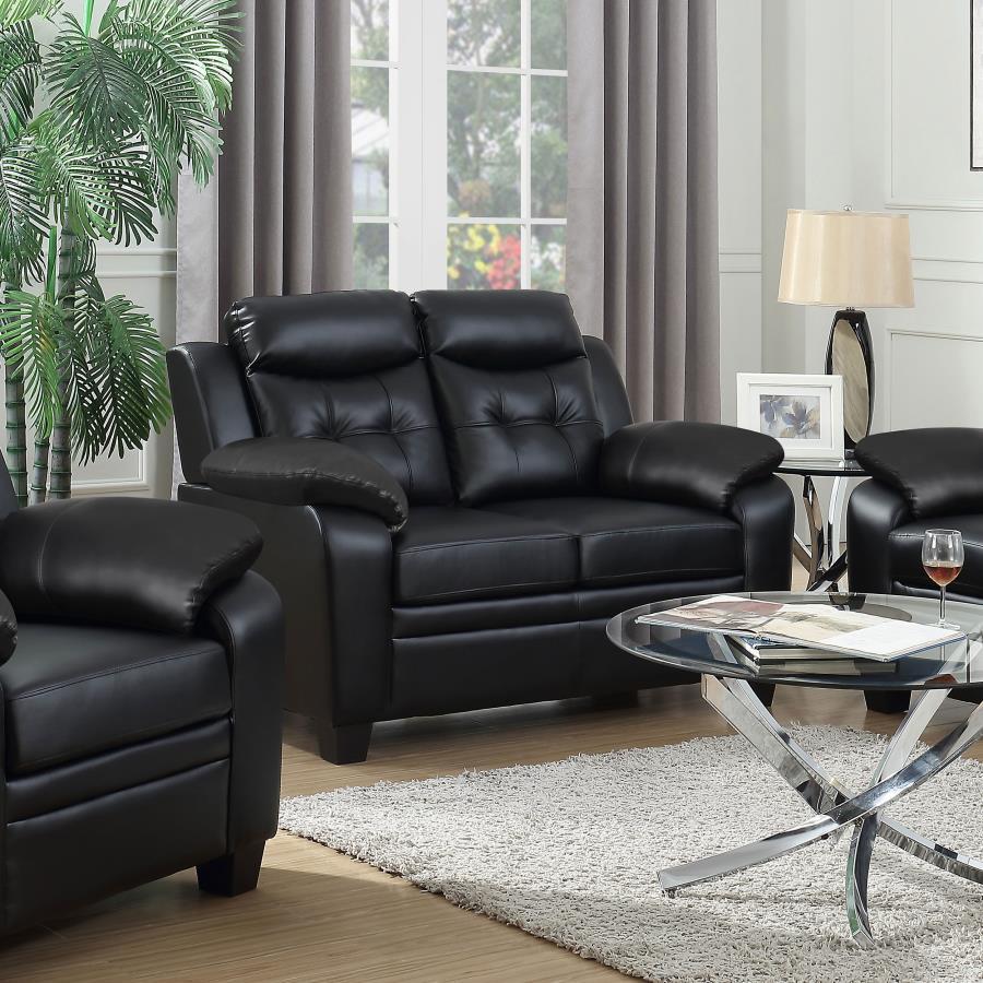 Finley - Loveseat tapizado capitoné - Negro
