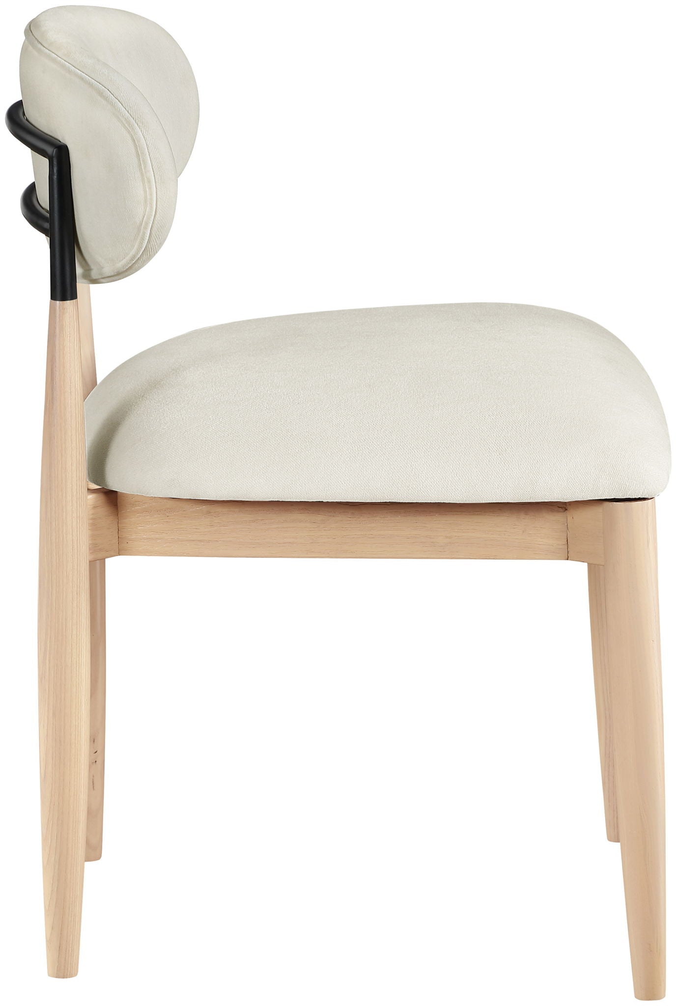 Riccio - Performance Fabric Upholstered Dining Side Chair (Set of 2) With Light Brown Legs - Cream