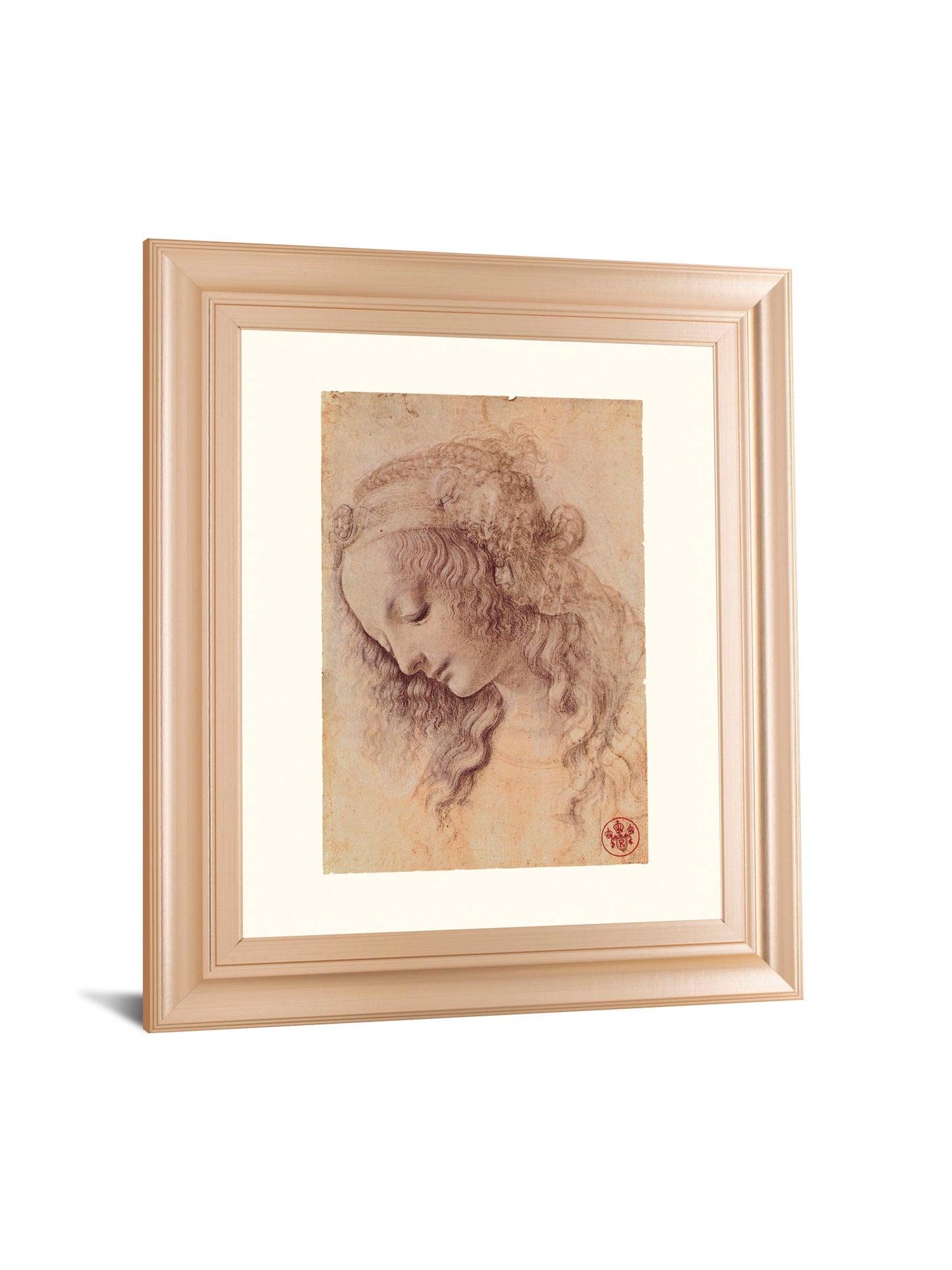 Testa Di Donna Di Profilo By Leonardo Da Vinci - Framed Print Wall Art - Light Brown