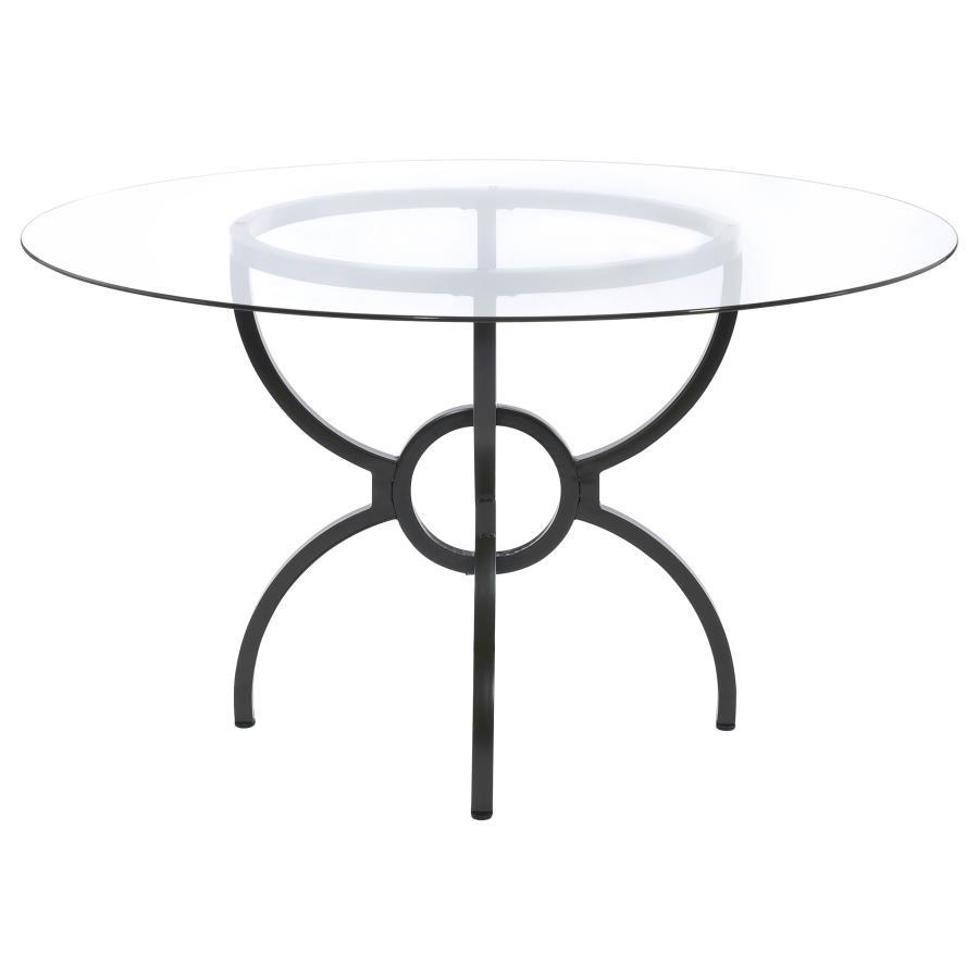 Aviano - Mesa de comedor redonda con tapa de vidrio de 48" - Transparente y bronce