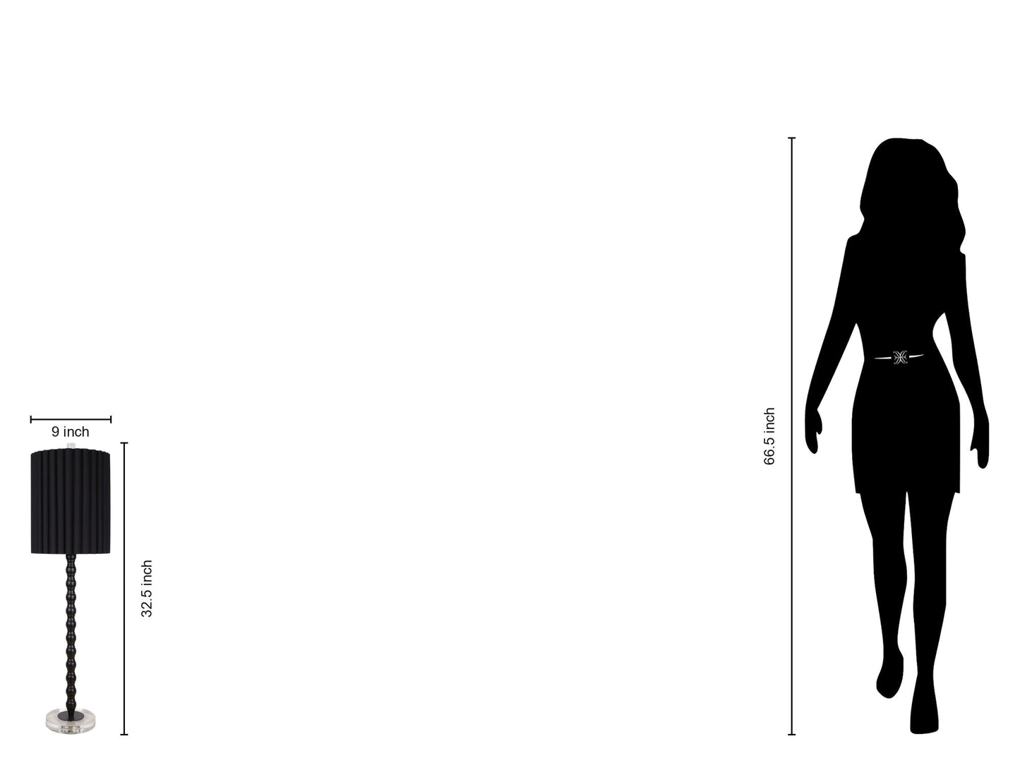 "Obsidian Elegance" Metal Buffet Lamp (Set of 2) - Black / Clear Crystal