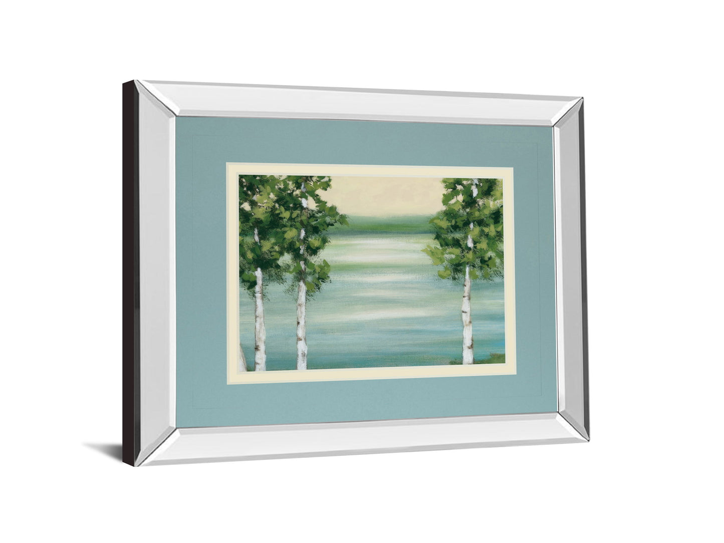 Quiet Lake By Rita Vindeszia - Mirror Framed Print Wall Art - Light Blue