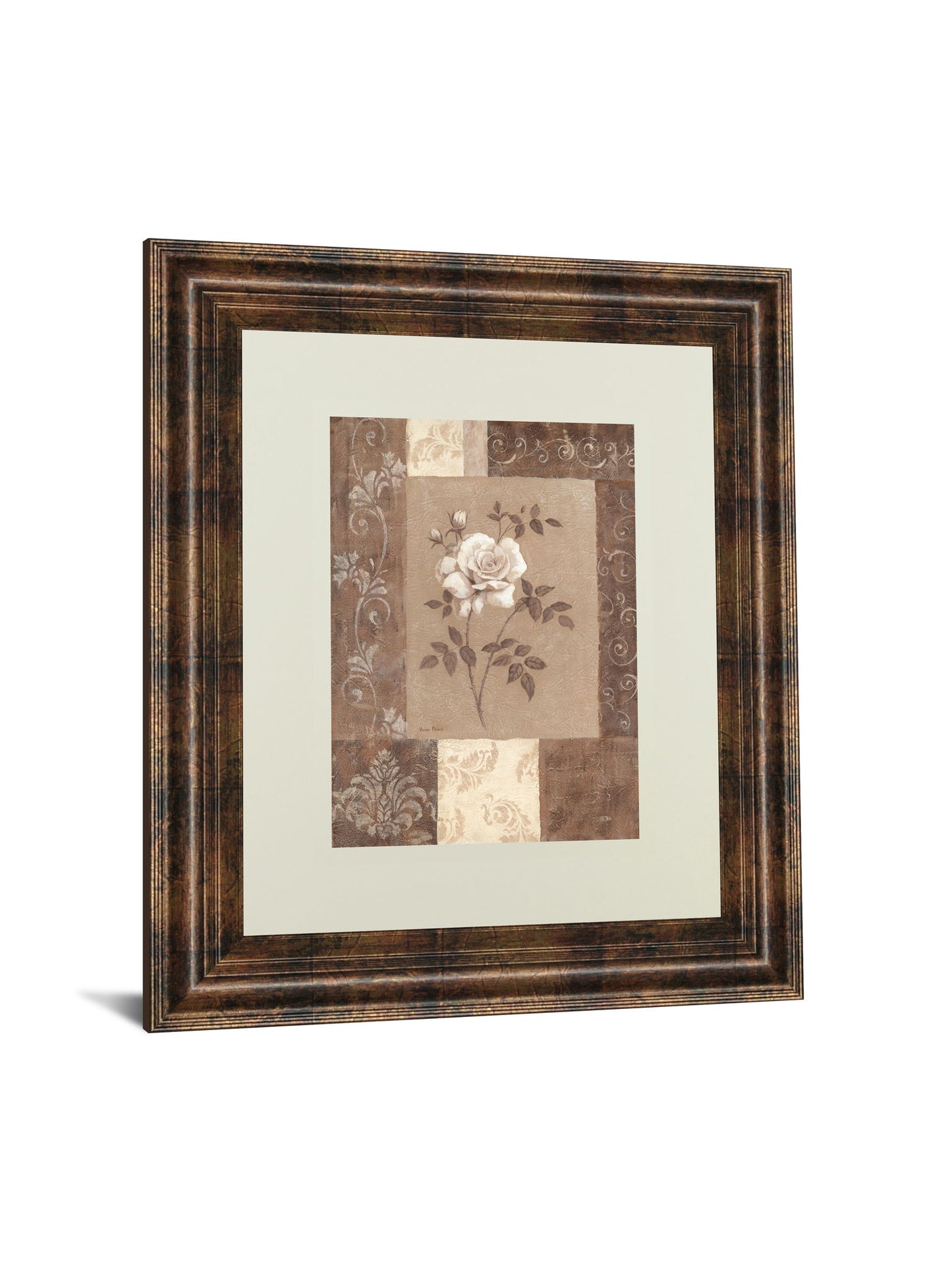 Single Rose By Vivian Flasch - Framed Print Wall Art - Light Brown