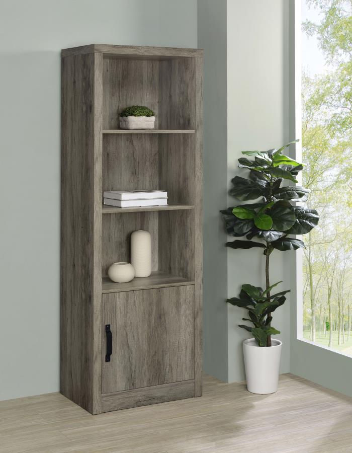 Burke - Torre multimedia de 3 estantes con gabinete de almacenamiento - Madera flotante gris