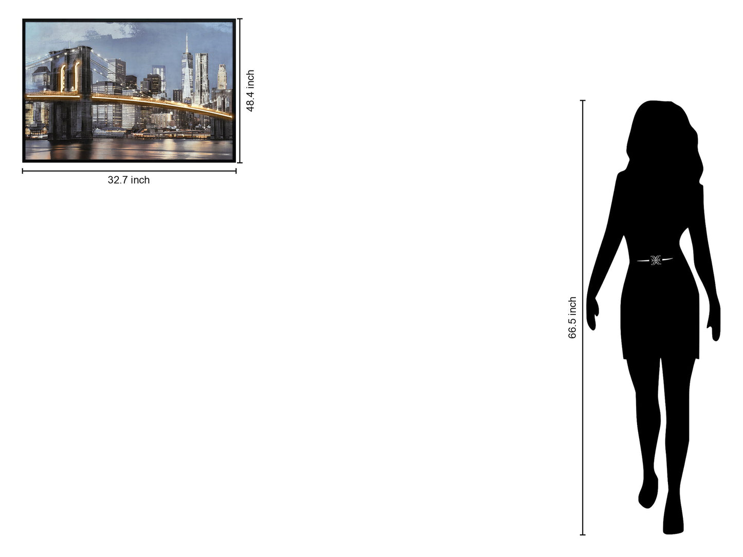 "Urban Glow" Hand-Embellished LED In Frame - Black / Gold / Gray