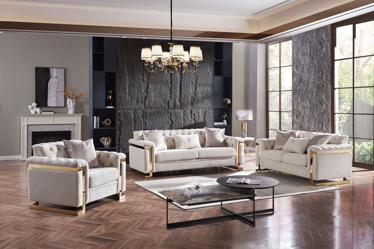 Chloe - Sofa And Loveseat - Beige