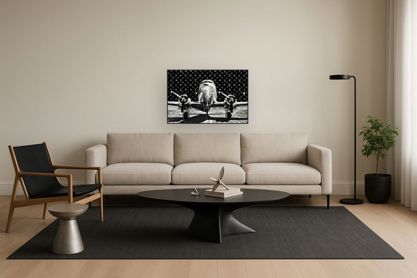 Runway Reflections - 32" x 47" Framed Wall Art - Black