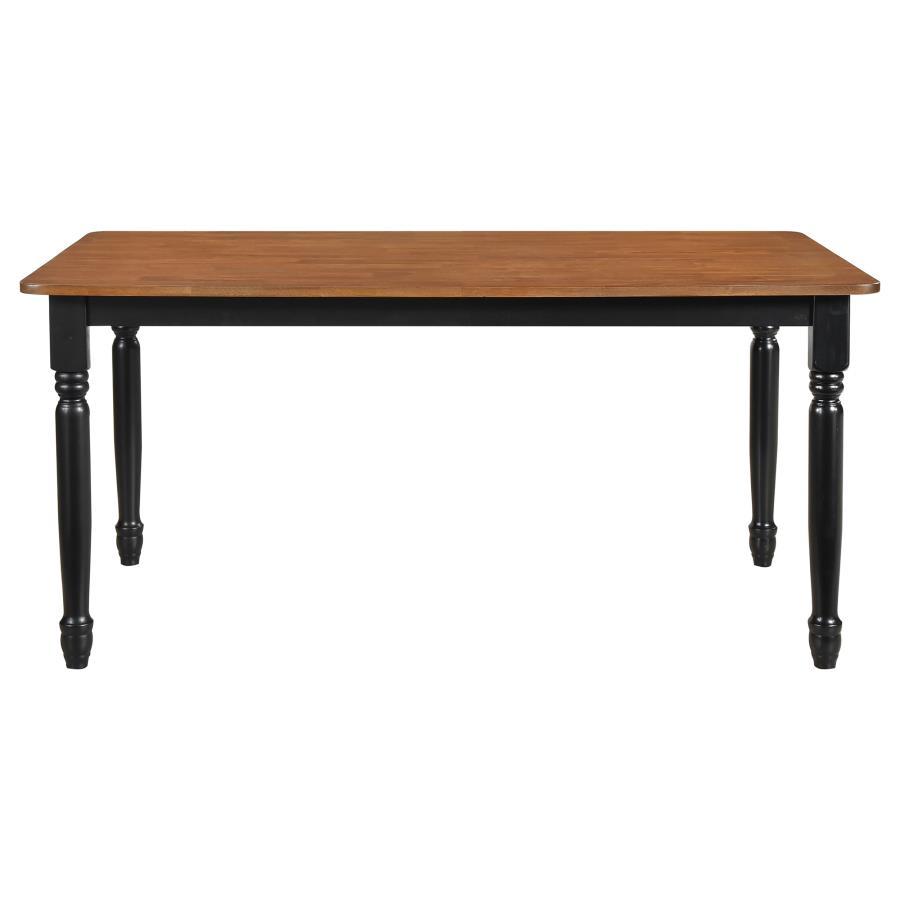 Hollyoak - Mesa de comedor rectangular estilo granja con patas torneadas - Nogal y negro