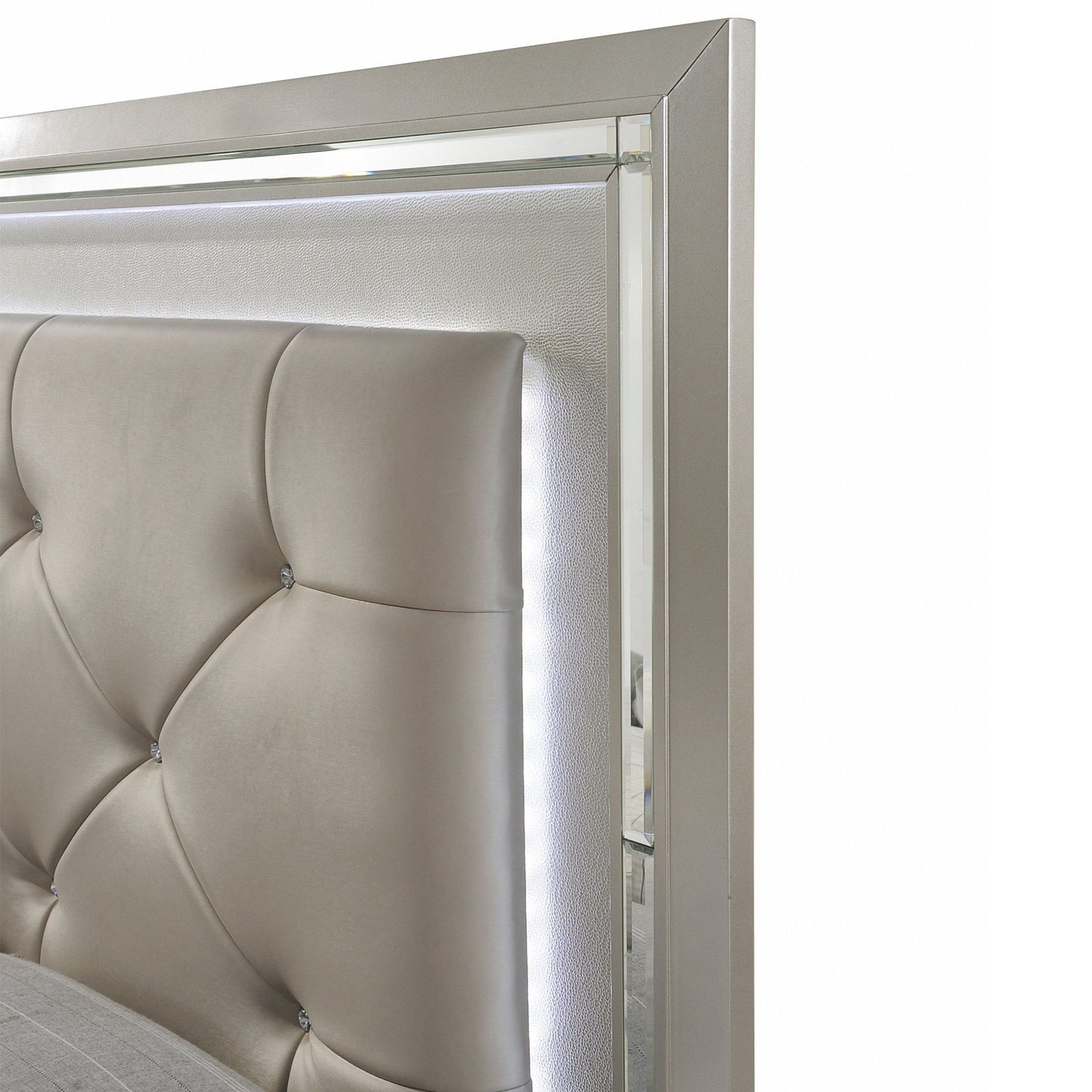 Platinum - Cama juvenil con plataforma completa y nido - Champán