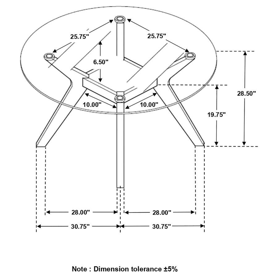 Paxton - Mesa de comedor redonda con tapa de vidrio de 48" - Transparente y nuez moscada