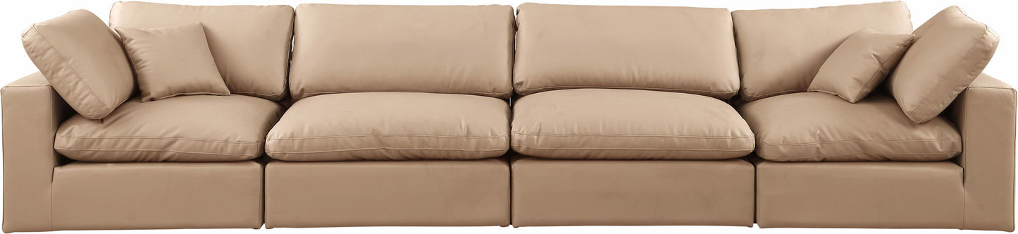 Comfy - Faux Leather Modular Sofa 4 Pieces - Tan