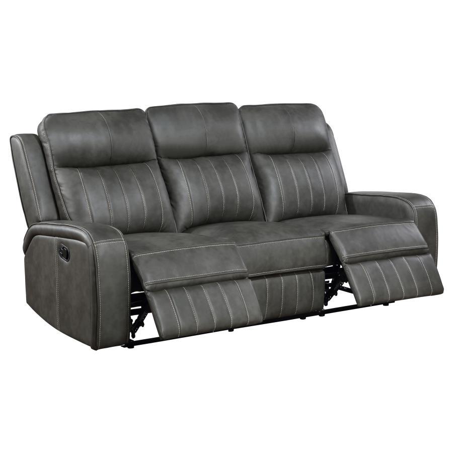 Raelynn - Sofá reclinable tapizado Motion - Gris