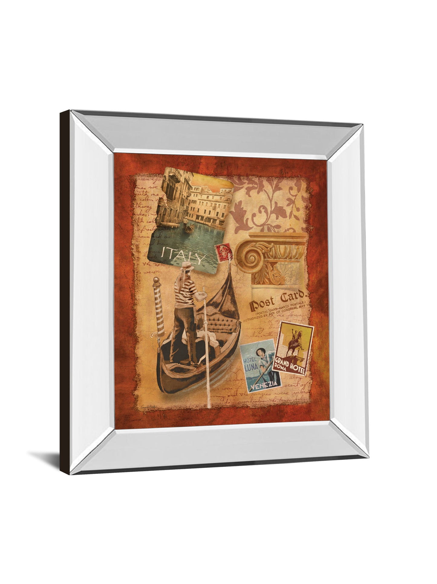 Memories Of Italy By Conrad Knutsen - Mirror Framed Print Wall Art - Light Brown