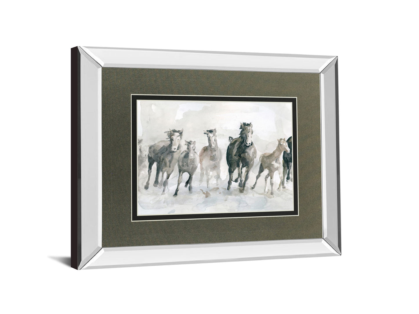 Running Wild By Carol Robinson - Mirror Framed Watercolor Print Wall Art - Dark Gray