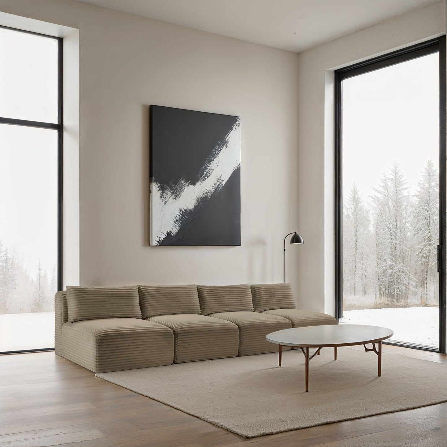 Shaggy - Fabric 4 Seat Modular Armless Sofa