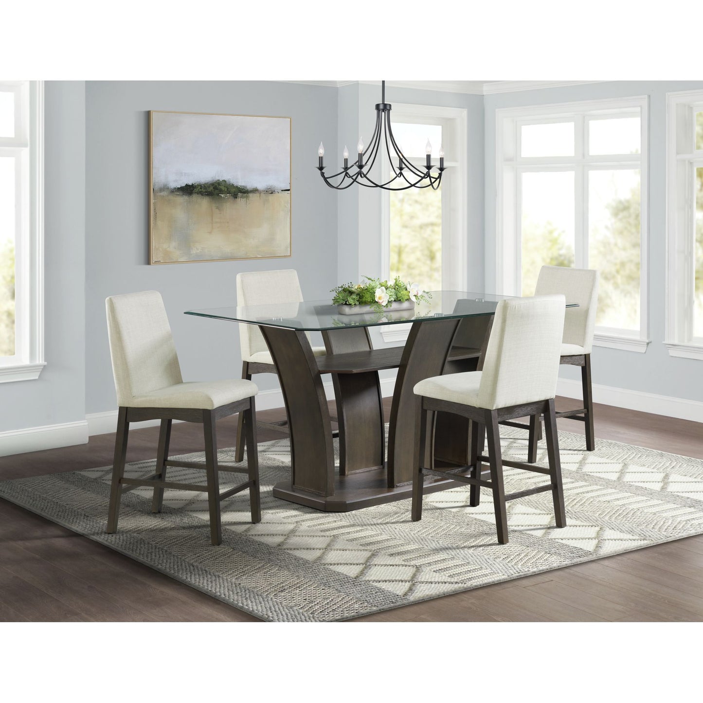 Dapper - Juego de mesa y cuatro sillas de comedor rectangular de 5 piezas - Nogal