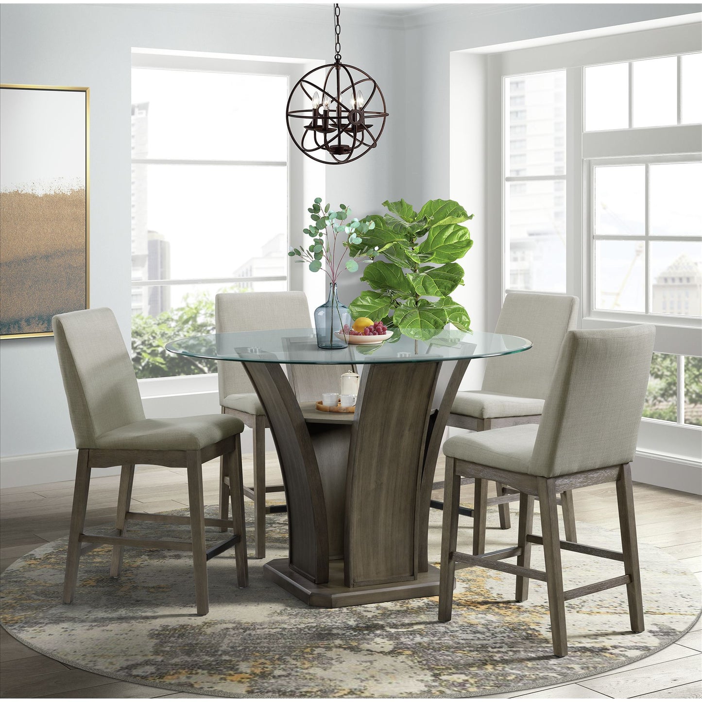 Dapper - Mesa de comedor redonda con altura de mostrador