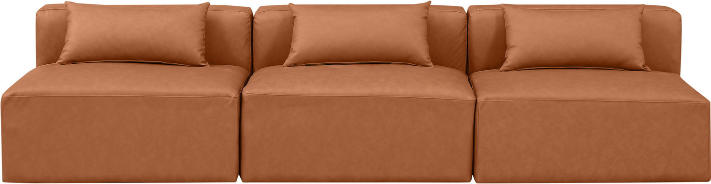 Cube - Modular 3 Piece Armless Sofa - Cognac