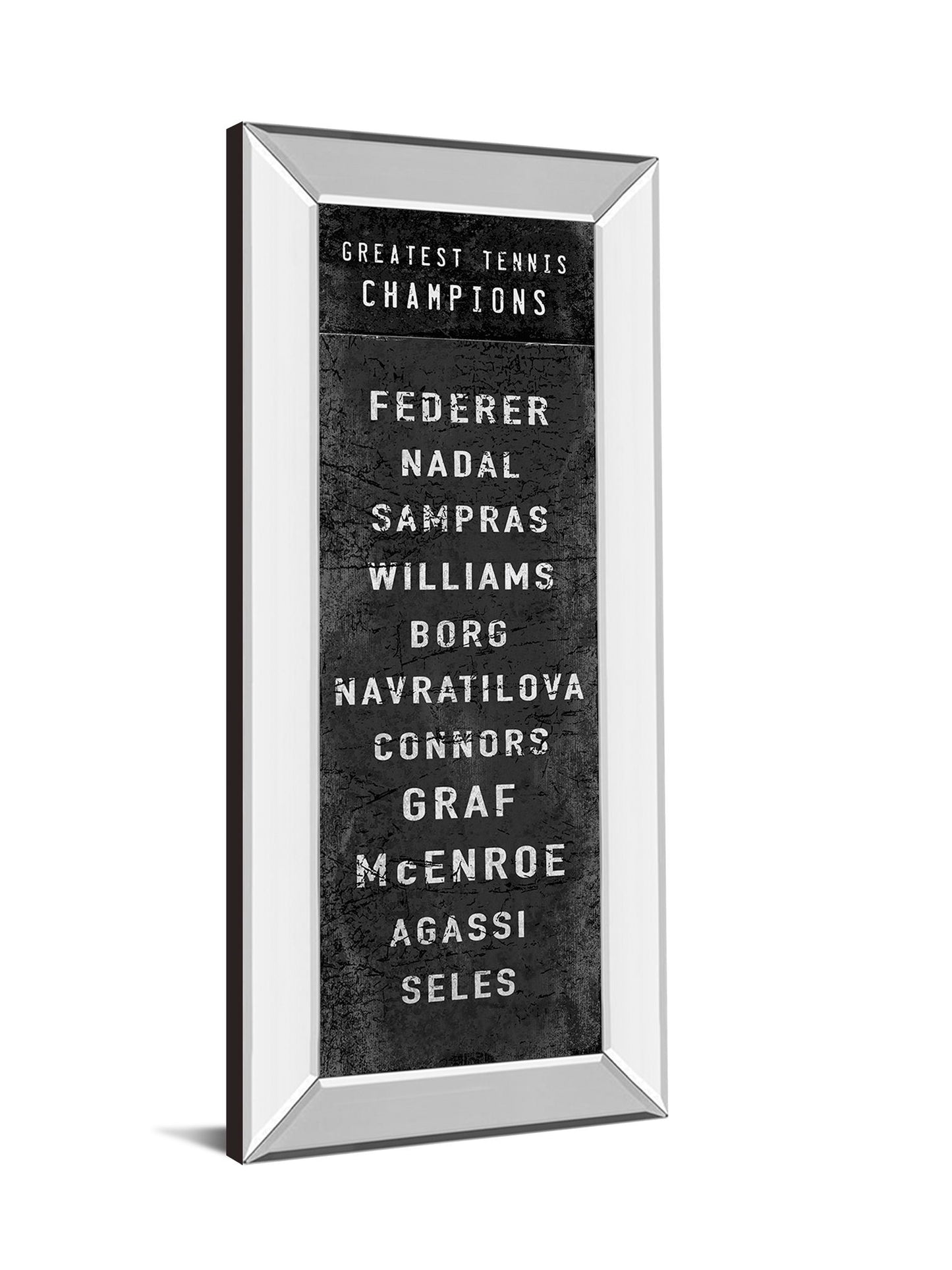 The Greatest Tennis Champions By The Vintage Collection - Mirror Framed Print Wall Art - Black