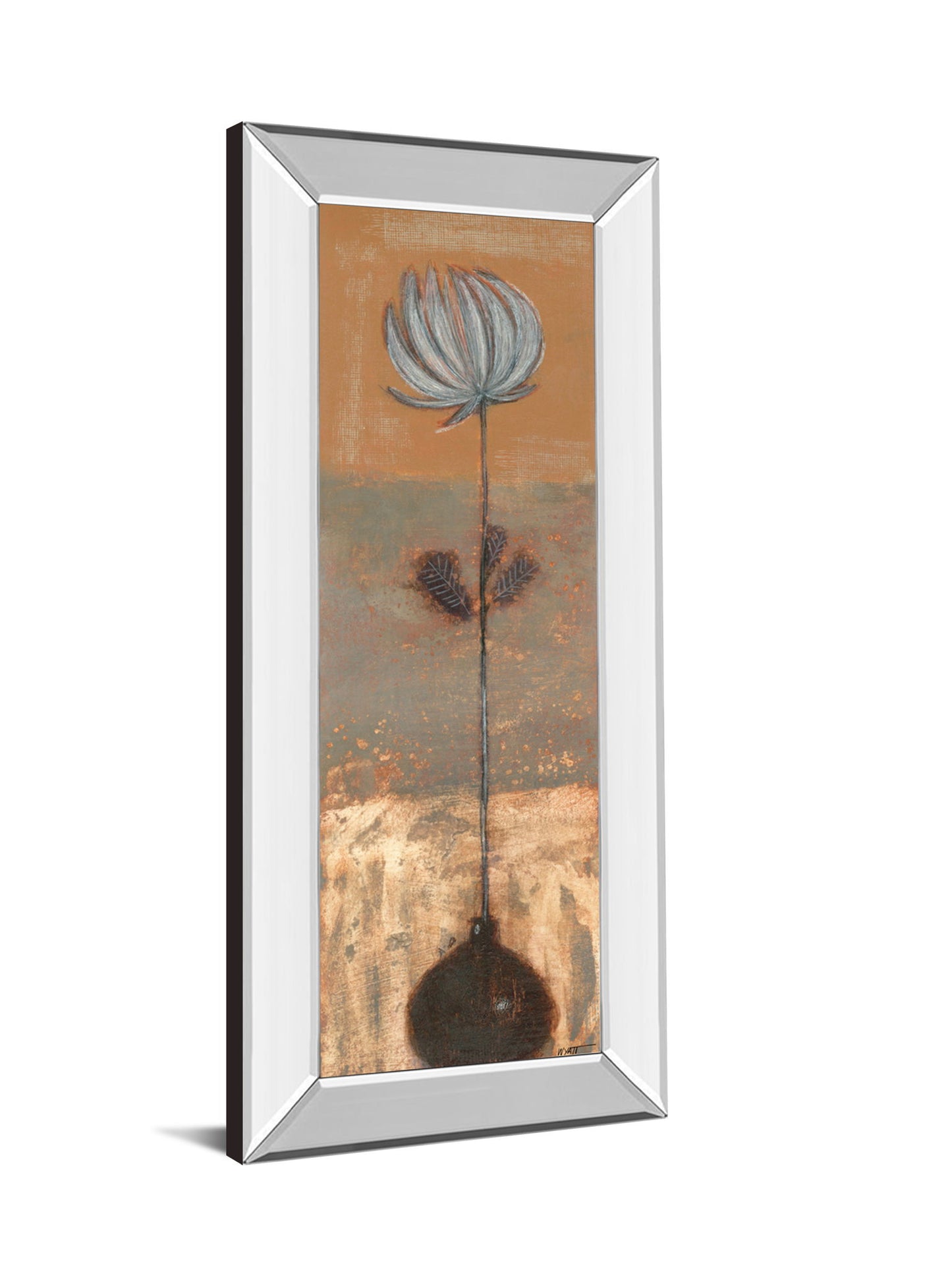 Solitary Flower I By Norman Wyatt - Mirror Framed Print Wall Artt - Light Brown
