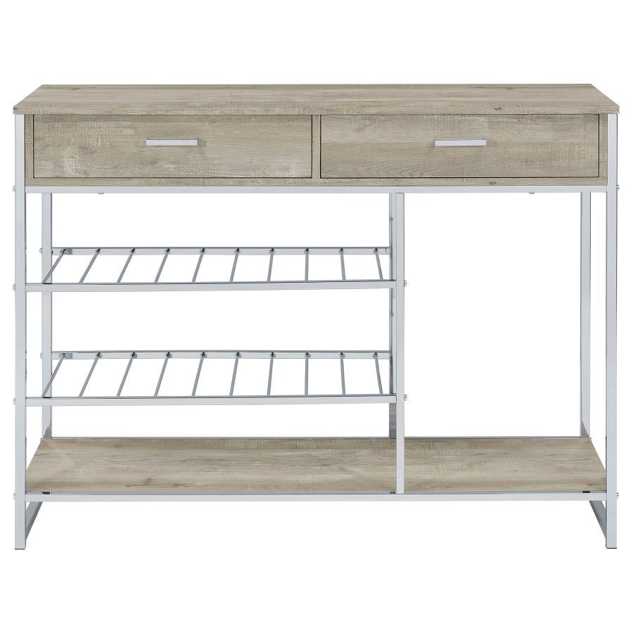 Melrose - Mueble bar - Roble lavado gris y cromo
