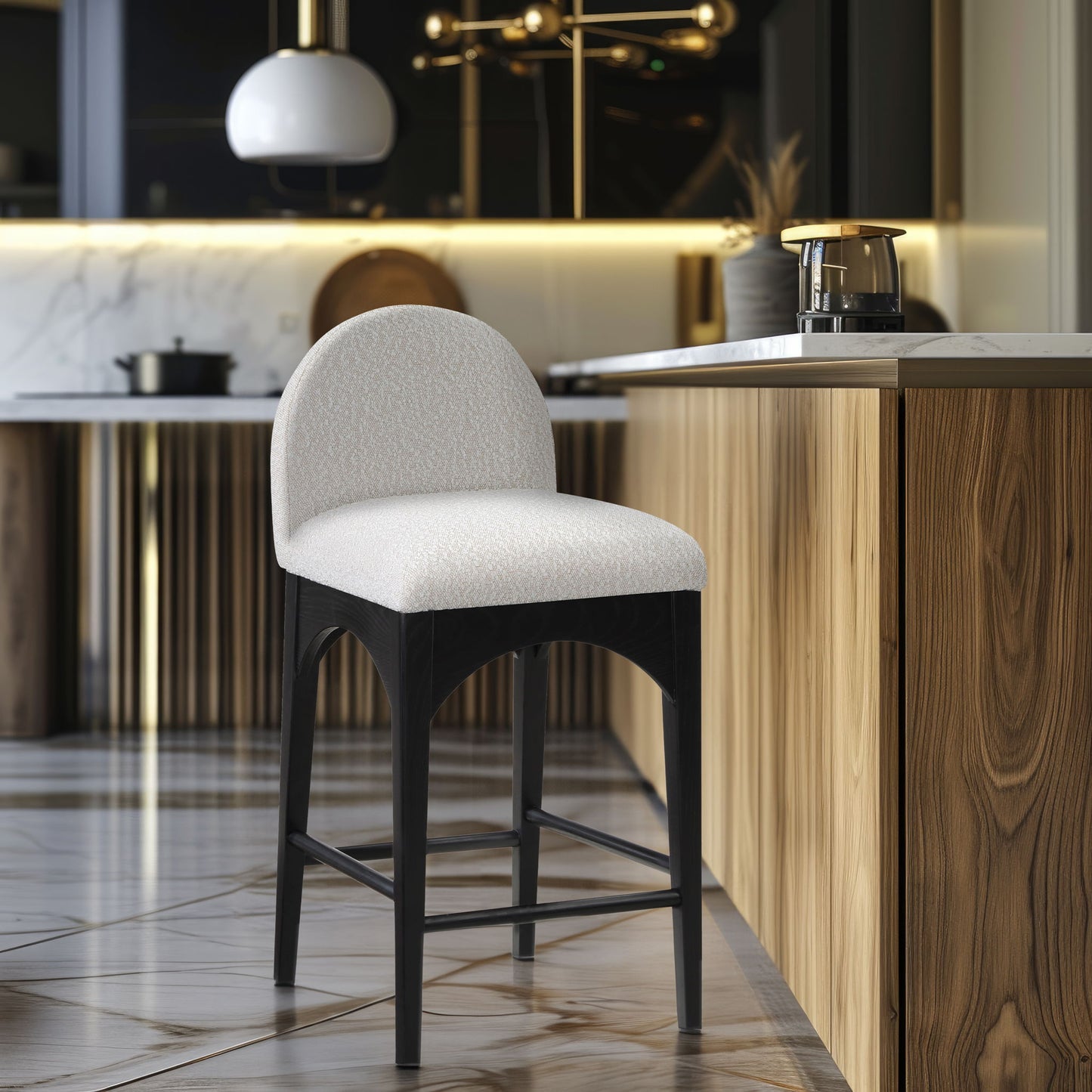 Waldorf - Boucle Stool With Black Legs