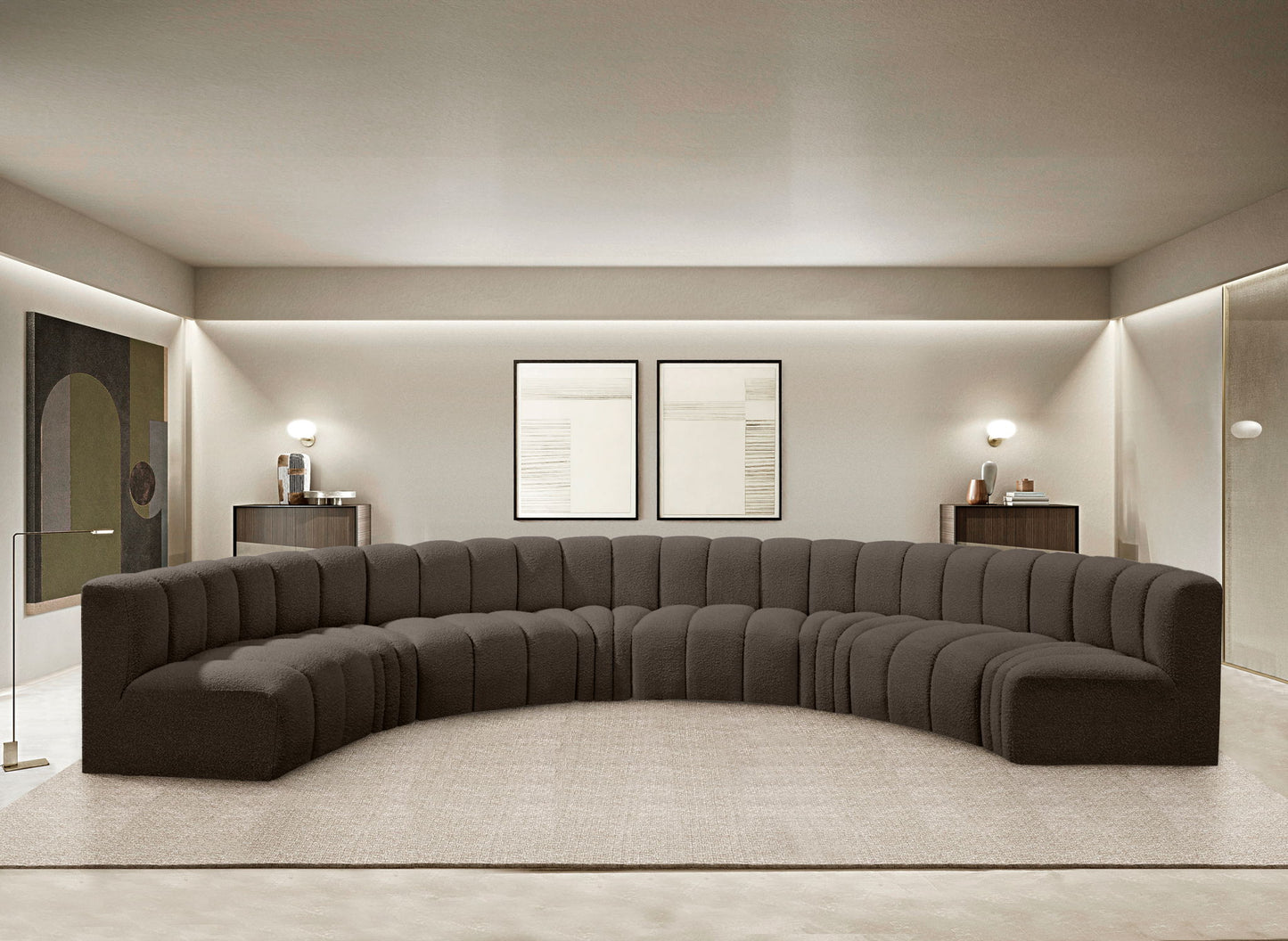 Arc - Boucle Fabric 8 Piece U-Shaped Modular Sofa