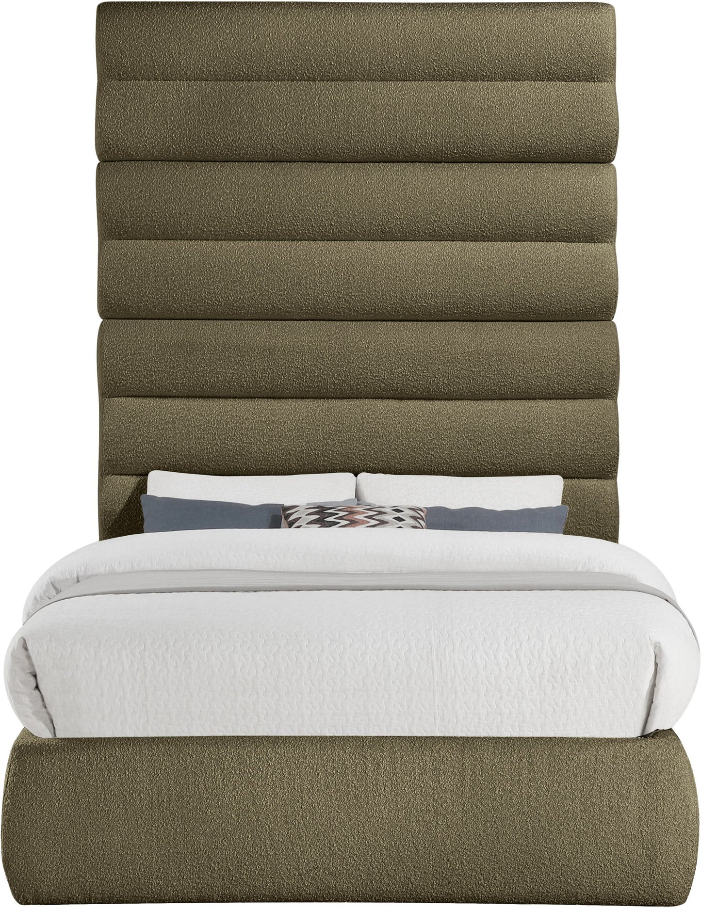 Adam - Boucle Fabric Bed With 89" Headboard