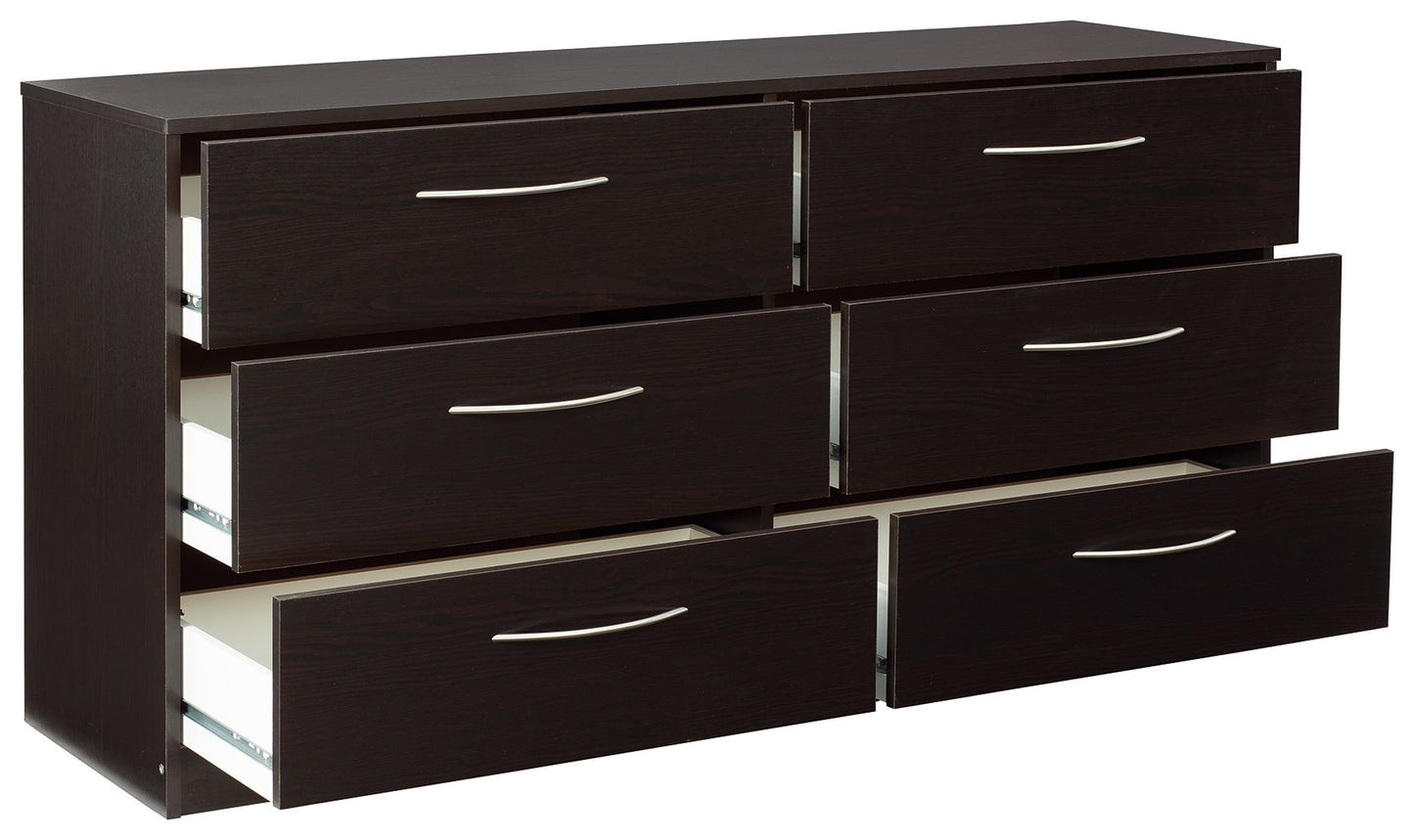 Finch - Black - Six Drawer Dresser