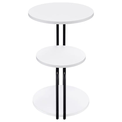 Hilly - 3-Tier Round Accent Side Table - White And Black