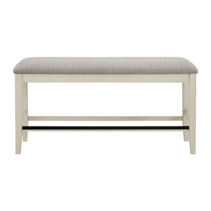 Bellevue - Counter Bench With Beige Fabric - Antique White