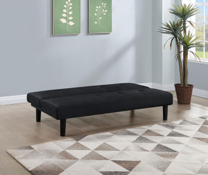 Stanford - Sofá cama convertible capitoné tapizado multiusos - Negro