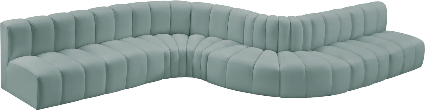 Arc - Faux Leather 8 Piece Curved Modular Sofa