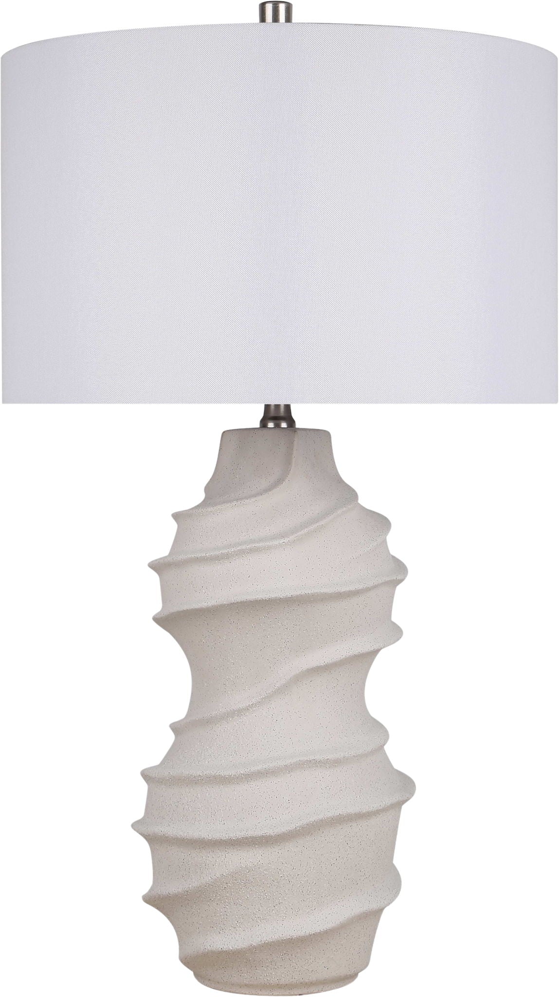 "Serenity Waves" Ceramic Table Lamp - Off White