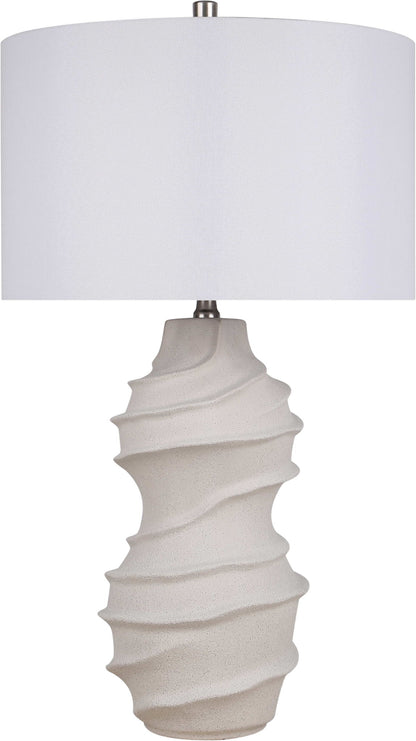 "Serenity Waves" Ceramic Table Lamp - Off White