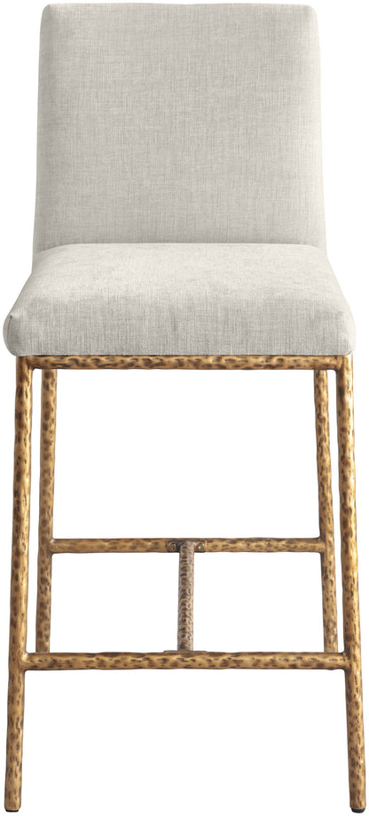Reeves - Chenille Fabric Upholstered Counter Stool (Set of 2) - Gold Base