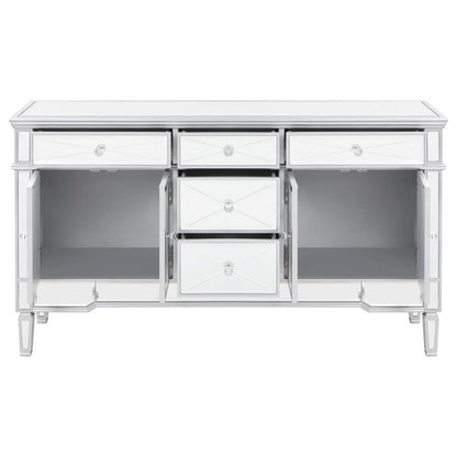 Duchess - 5-Drawer Mirrored Storage Accent Cabinet - Silver