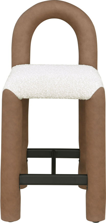 Amari - Vegan Leather and Boucle Fabric Stool