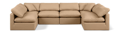 Indulge - Faux Leather 6 Piece Modular U-Shaped Sectional - Tan