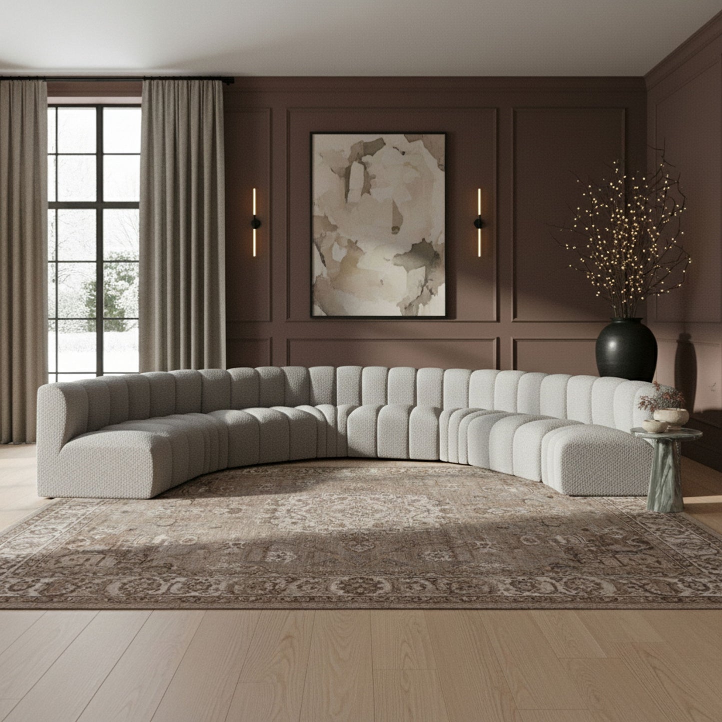 Arc - Boucle Fabric 8 Piece U-Shaped Modular Sofa