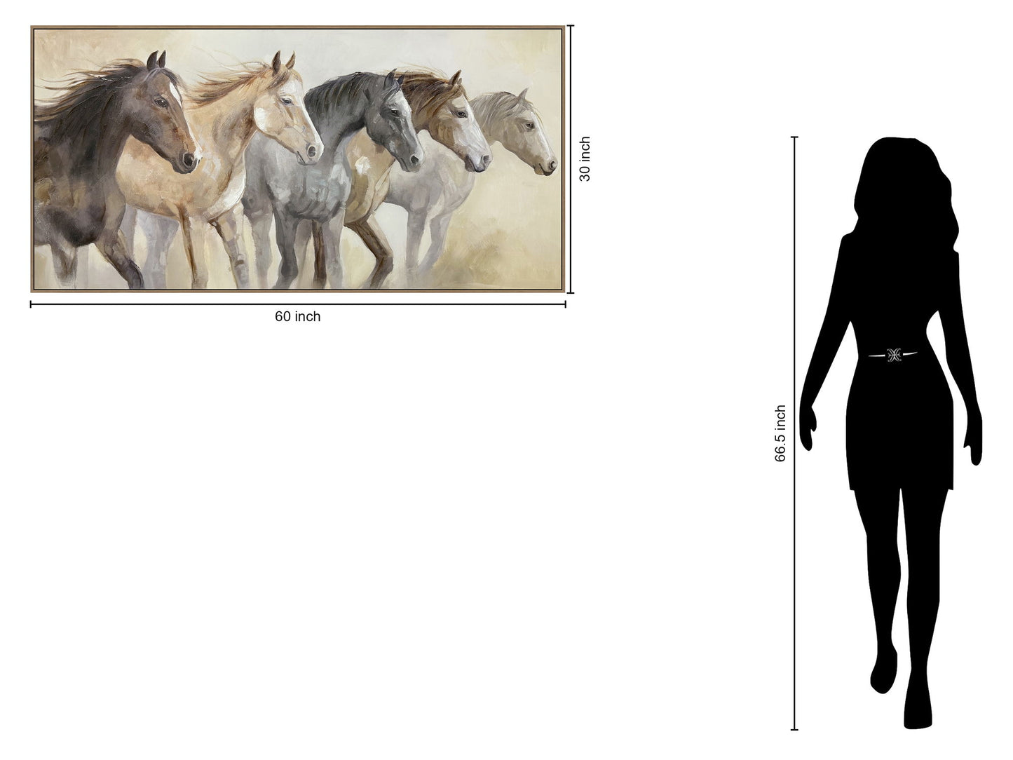 "Galloping Spirits" Hand-Embellished Canvas In Frame - Natural / Earthy