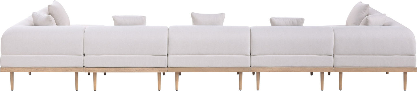 Laguna - 7 Piece Resilient Water Resistant Fabric 142" Upholstered Outdoor Patio Modular Sectional